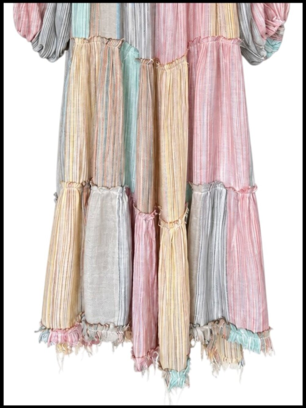 Free People In The Moment Pastel Stripe Tiered Maxi Dress M - Picture 4 of 12